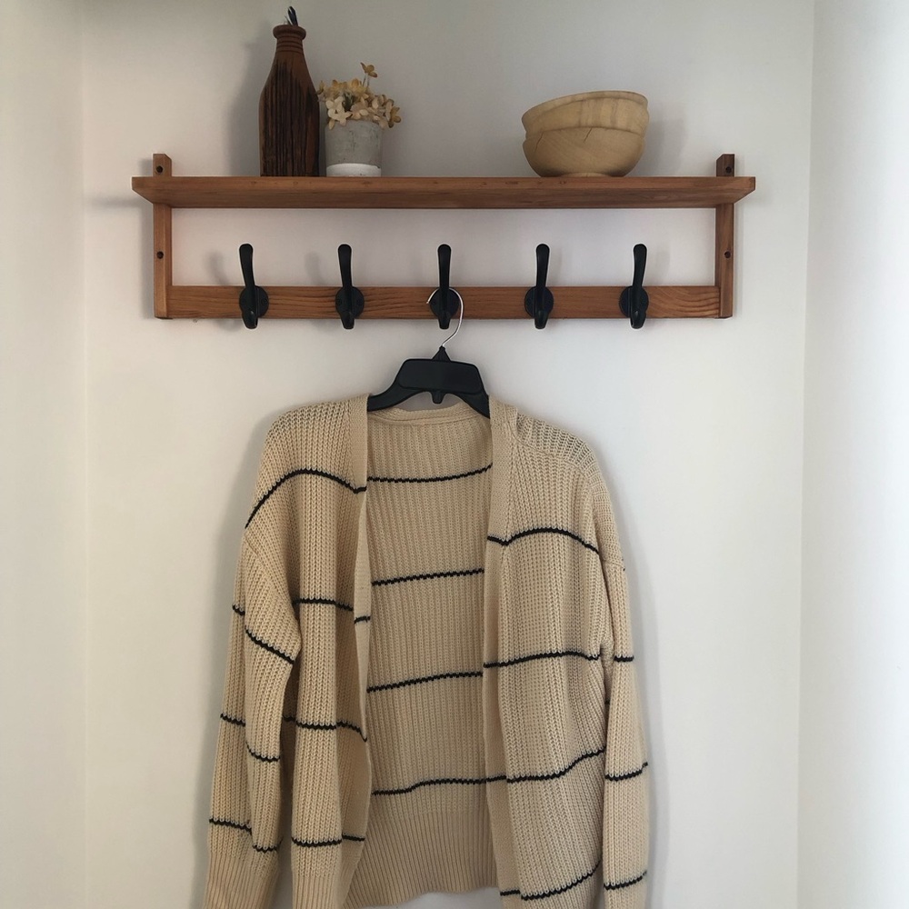 Cream and Black Striped Cardigan